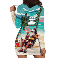 Liberia Christmas Hoodie Dress Santa Chill on Tropical Beach - Wonder Print Shop