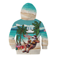 Liberia Christmas Kid Hoodie Santa Chill on Tropical Beach - Wonder Print Shop
