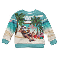 Liberia Christmas Kid Ugly Christmas Sweater Santa Chill on Tropical Beach - Wonder Print Shop