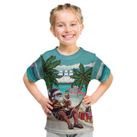 Liberia Christmas Kid T Shirt Santa Chill on Tropical Beach - Wonder Print Shop