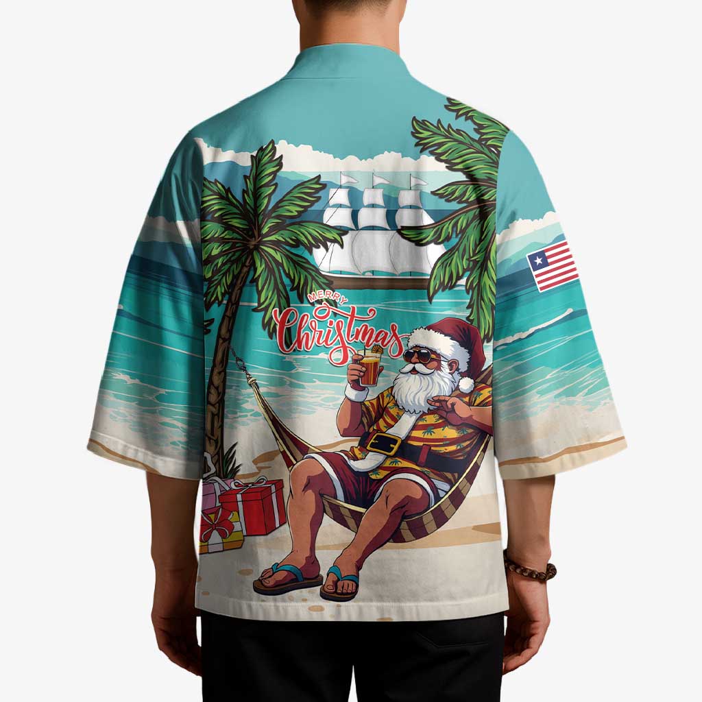 Liberia Christmas Kimono Santa Chill on Tropical Beach - Wonder Print Shop