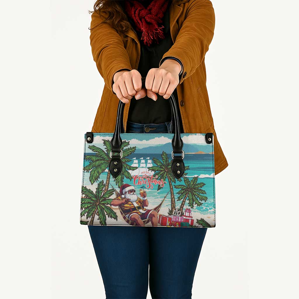 Liberia Christmas Leather Bag Santa Chill on Tropical Beach - Wonder Print Shop