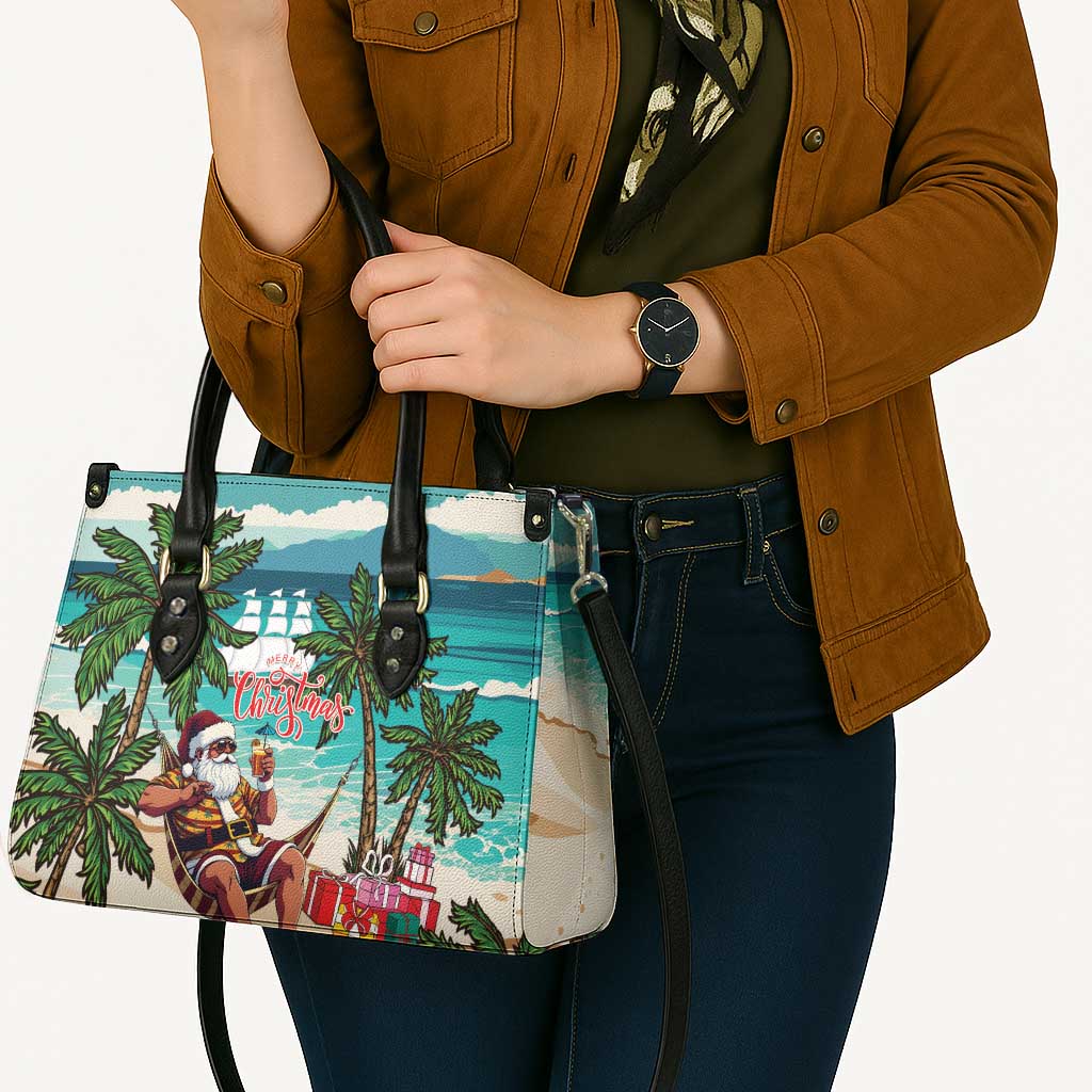 Liberia Christmas Leather Bag Santa Chill on Tropical Beach - Wonder Print Shop
