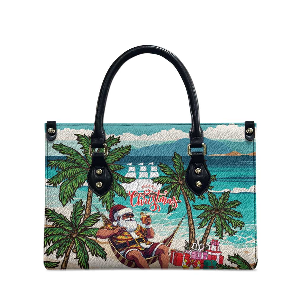 Liberia Christmas Leather Bag Santa Chill on Tropical Beach - Wonder Print Shop