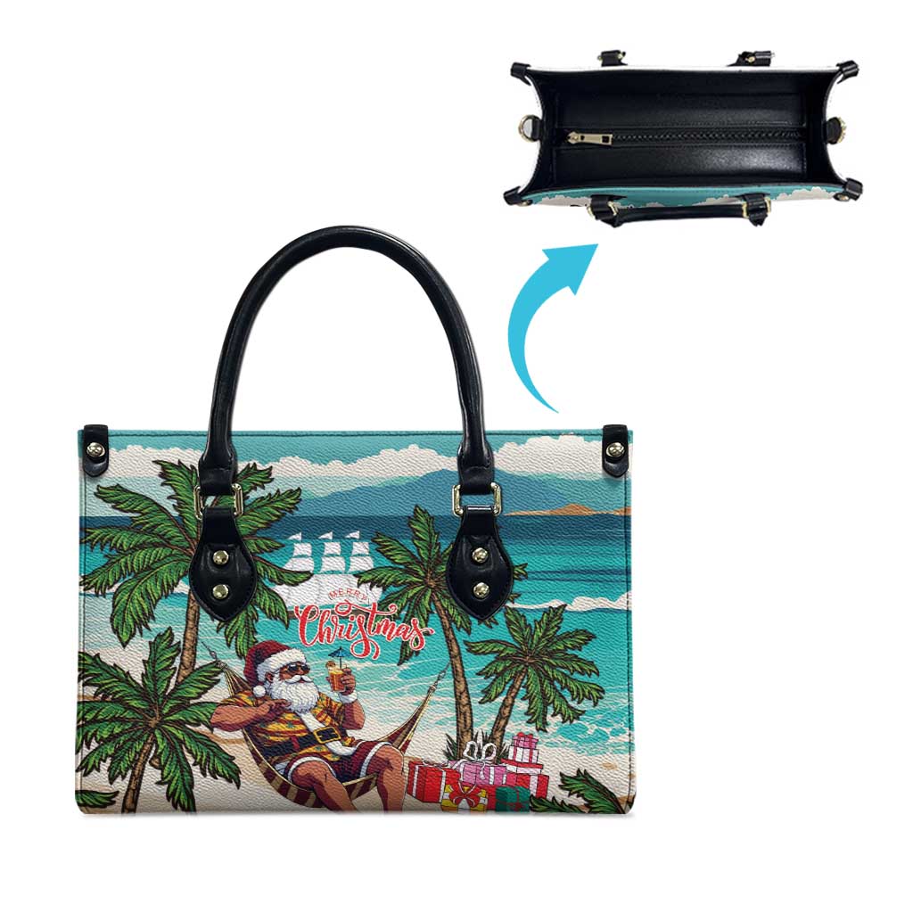 Liberia Christmas Leather Bag Santa Chill on Tropical Beach - Wonder Print Shop