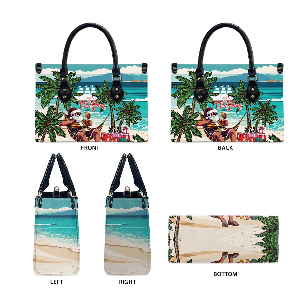Liberia Christmas Leather Bag Santa Chill on Tropical Beach - Wonder Print Shop