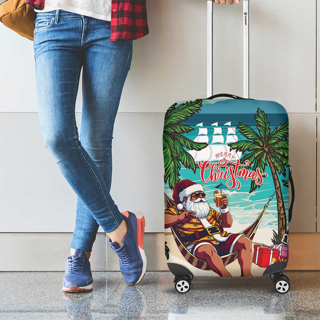 Liberia Christmas Luggage Cover Santa Chill on Tropical Beach - Wonder Print Shop