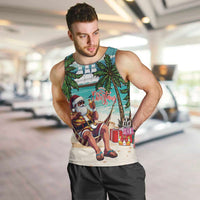 Liberia Christmas Men Tank Top Santa Chill on Tropical Beach - Wonder Print Shop