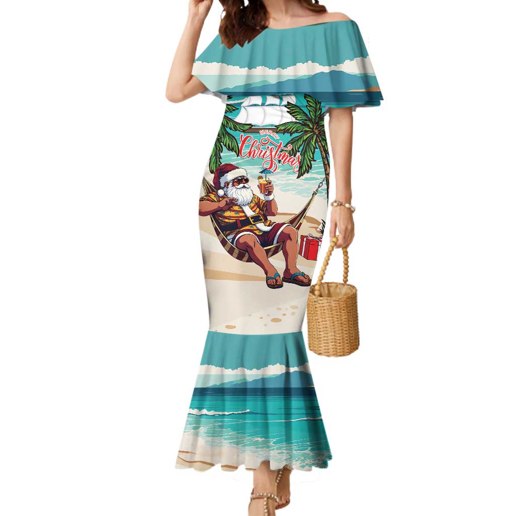 Liberia Christmas Mermaid Dress Santa Chill on Tropical Beach - Wonder Print Shop