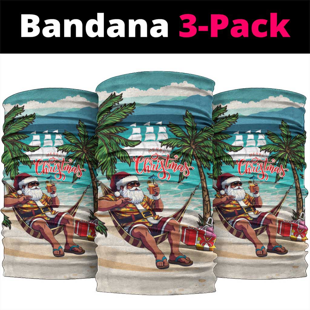Liberia Christmas Neck Gaiter Santa Chill on Tropical Beach - Wonder Print Shop