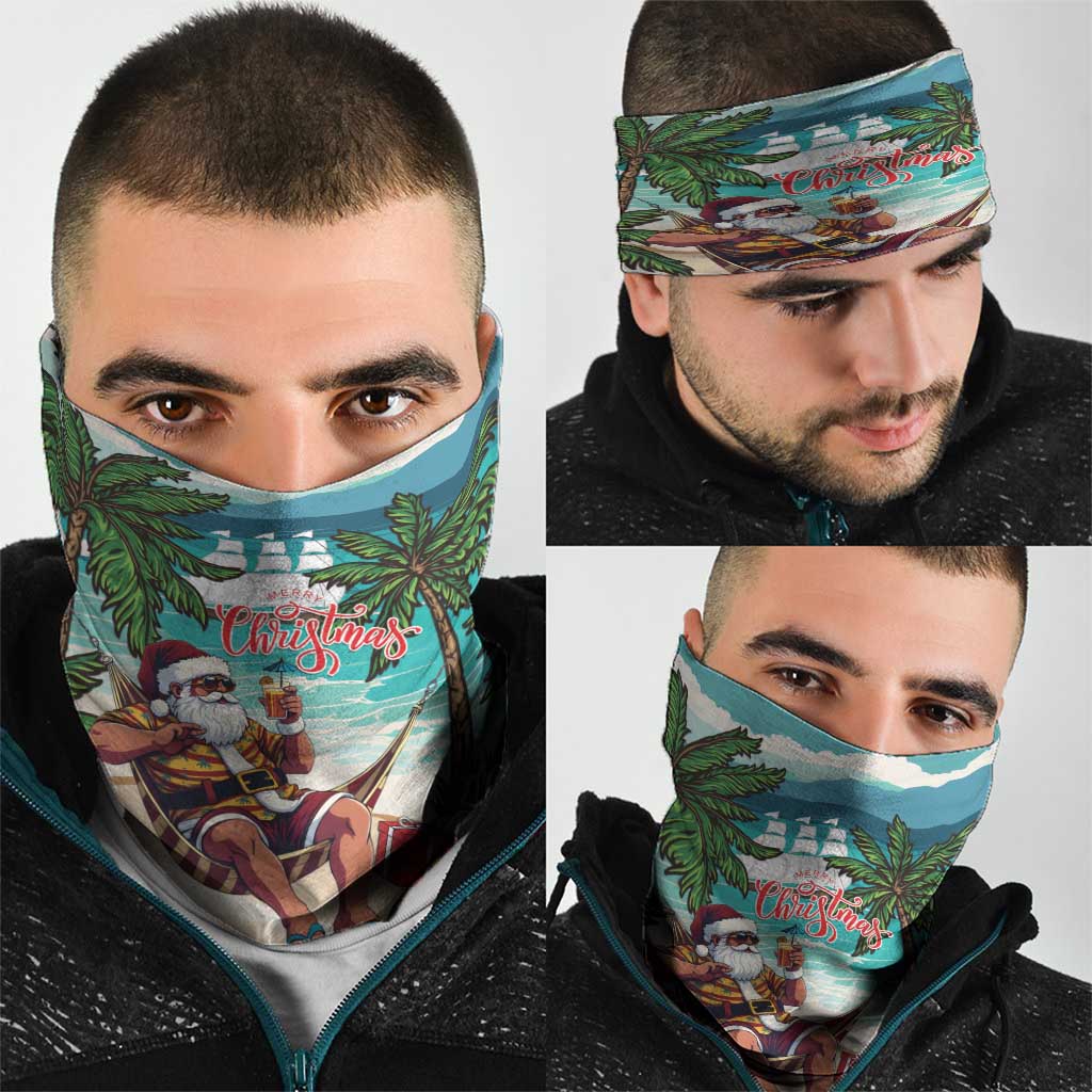 Liberia Christmas Neck Gaiter Santa Chill on Tropical Beach - Wonder Print Shop