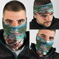 Liberia Christmas Neck Gaiter Santa Chill on Tropical Beach - Wonder Print Shop