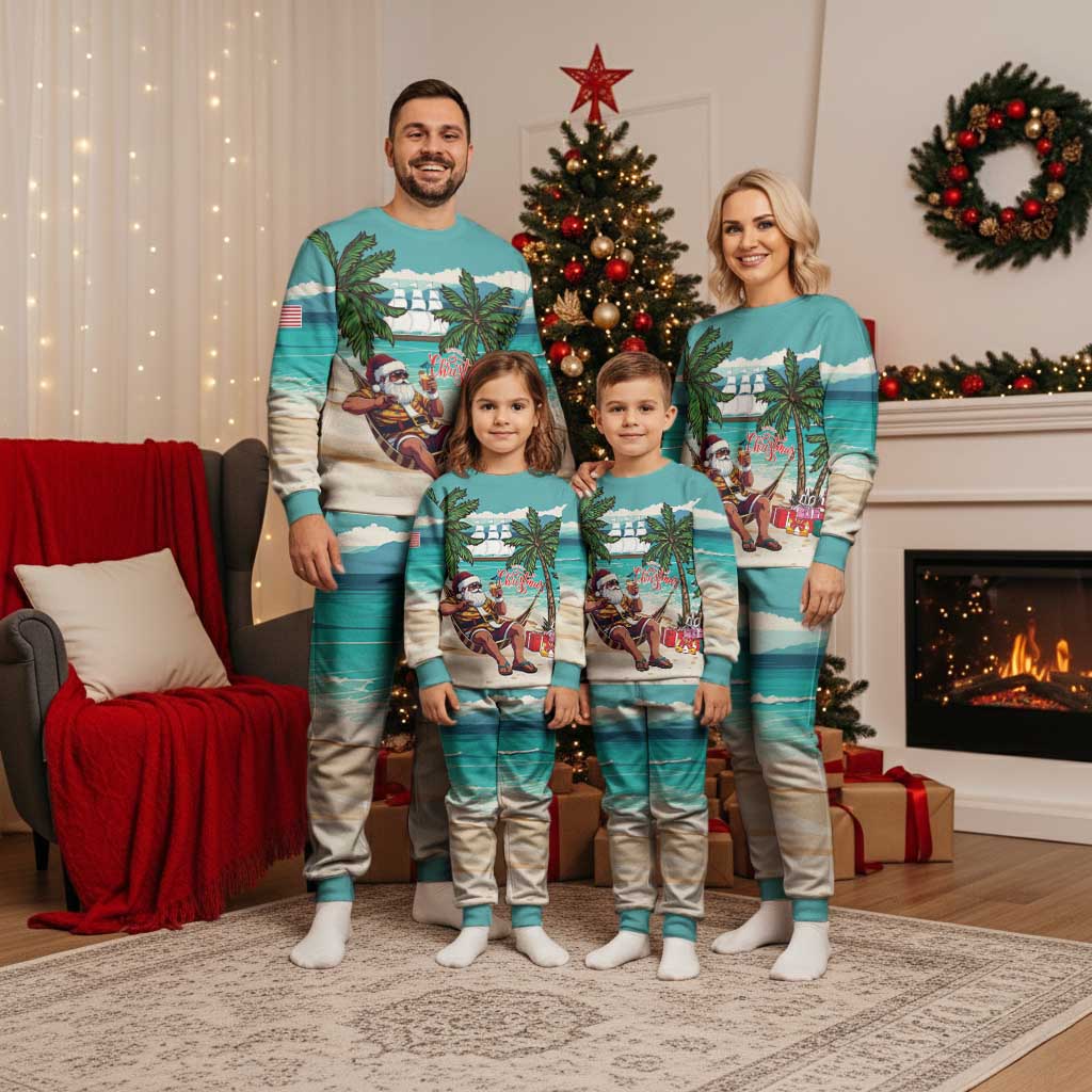 Liberia Christmas Pajama Set Santa Chill on Tropical Beach - Wonder Print Shop