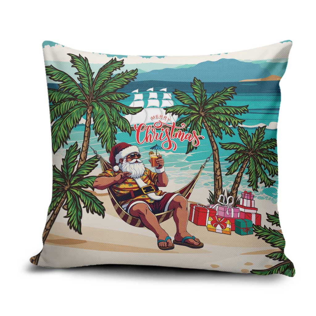 Liberia Christmas Pillow Cover Santa Chill on Tropical Beach - Wonder Print Shop