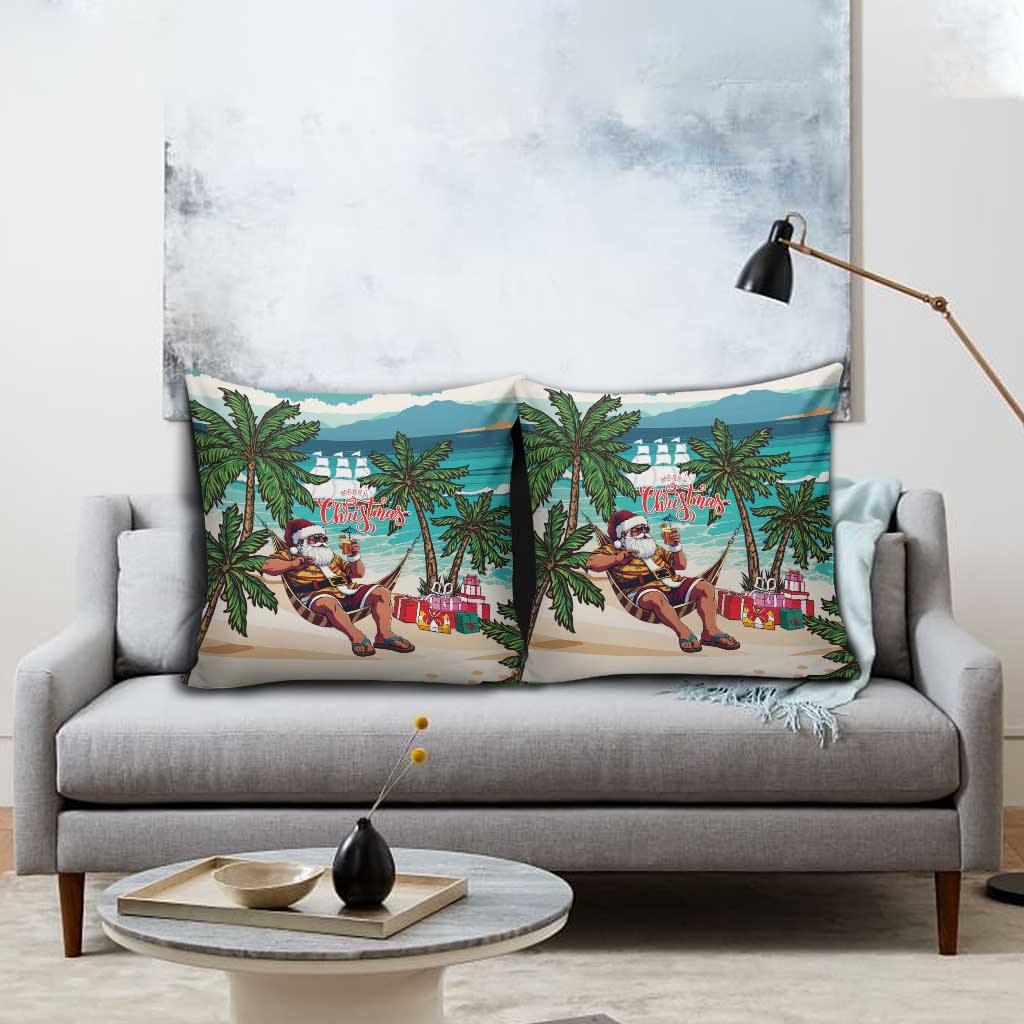 Liberia Christmas Pillow Cover Santa Chill on Tropical Beach - Wonder Print Shop