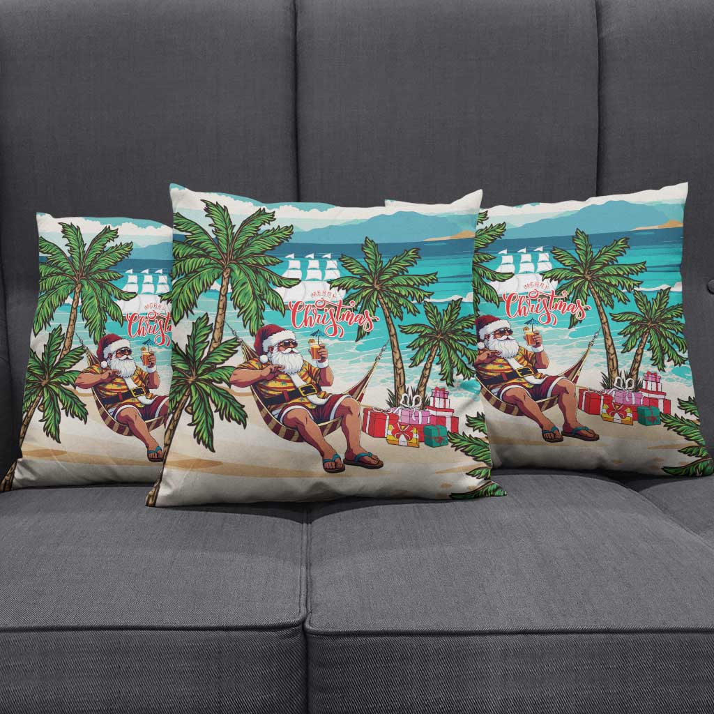 Liberia Christmas Pillow Cover Santa Chill on Tropical Beach - Wonder Print Shop