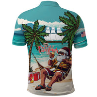 Liberia Christmas Polo Shirt Santa Chill on Tropical Beach - Wonder Print Shop