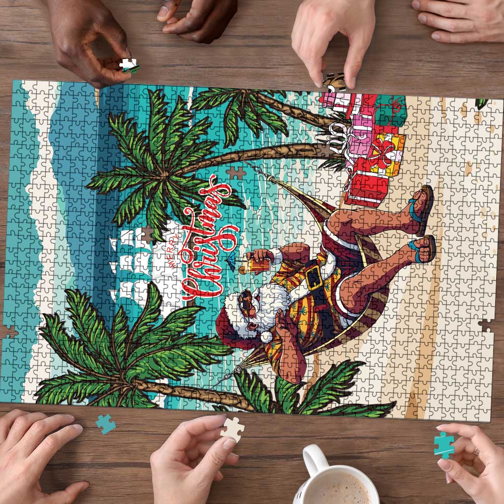 Liberia Christmas Puzzle Santa Chill on Tropical Beach - Wonder Print Shop