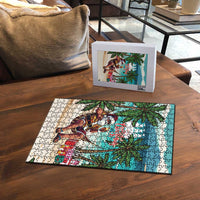 Liberia Christmas Puzzle Santa Chill on Tropical Beach - Wonder Print Shop