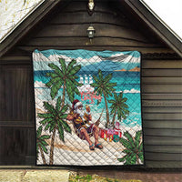 Liberia Christmas Quilt Santa Chill on Tropical Beach - Wonder Print Shop
