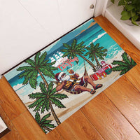 Liberia Christmas Rubber Doormat Santa Chill on Tropical Beach - Wonder Print Shop
