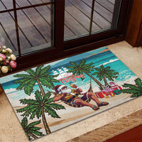 Liberia Christmas Rubber Doormat Santa Chill on Tropical Beach - Wonder Print Shop