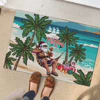 Liberia Christmas Rubber Doormat Santa Chill on Tropical Beach - Wonder Print Shop