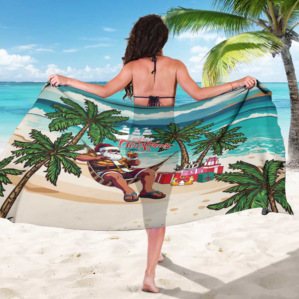 Liberia Christmas Sarong Santa Chill on Tropical Beach - Wonder Print Shop