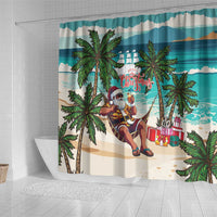 Liberia Christmas Shower Curtain Santa Chill on Tropical Beach - Wonder Print Shop