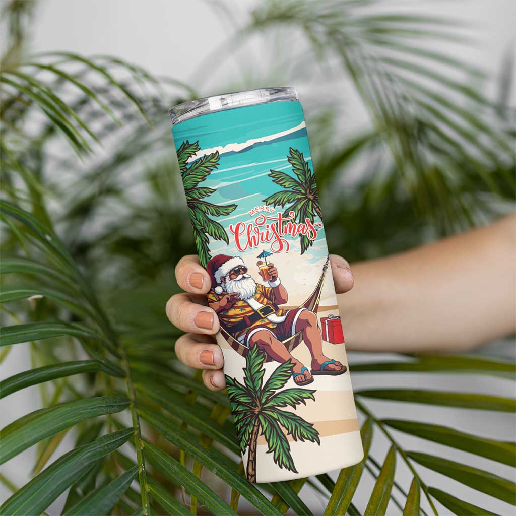 Liberia Christmas Skinny Tumbler Santa Chill on Tropical Beach - Wonder Print Shop