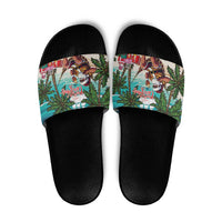 Liberia Christmas Slide Sandals Santa Chill on Tropical Beach - Wonder Print Shop
