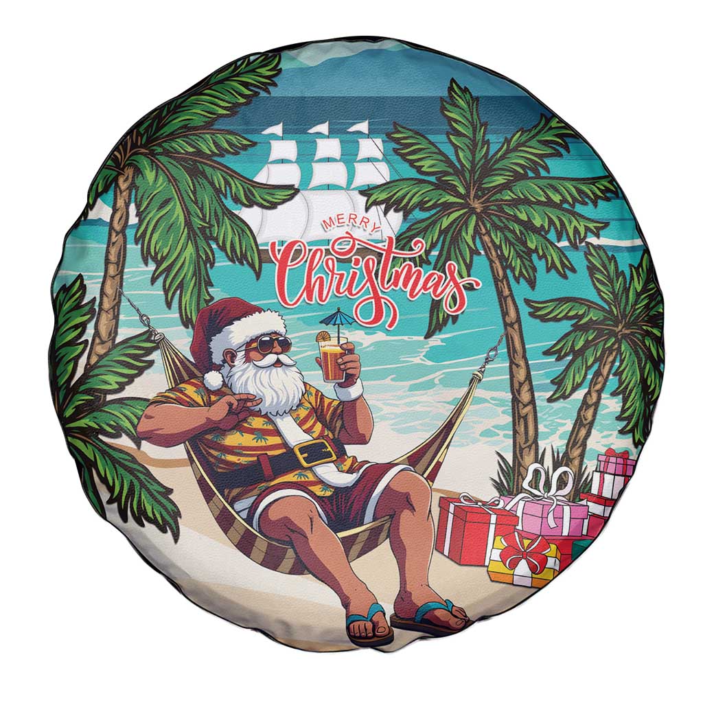 Liberia Christmas Spare Tire Cover Santa Chill on Tropical Beach - Wonder Print Shop
