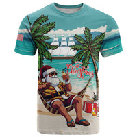 Liberia Christmas T Shirt Santa Chill on Tropical Beach - Wonder Print Shop