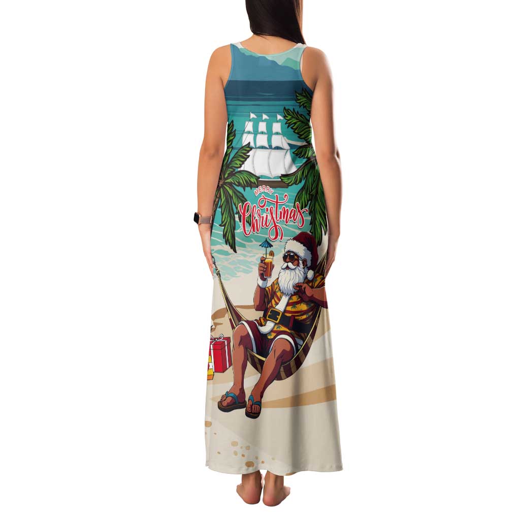 Liberia Christmas Tank Maxi Dress Santa Chill on Tropical Beach - Wonder Print Shop