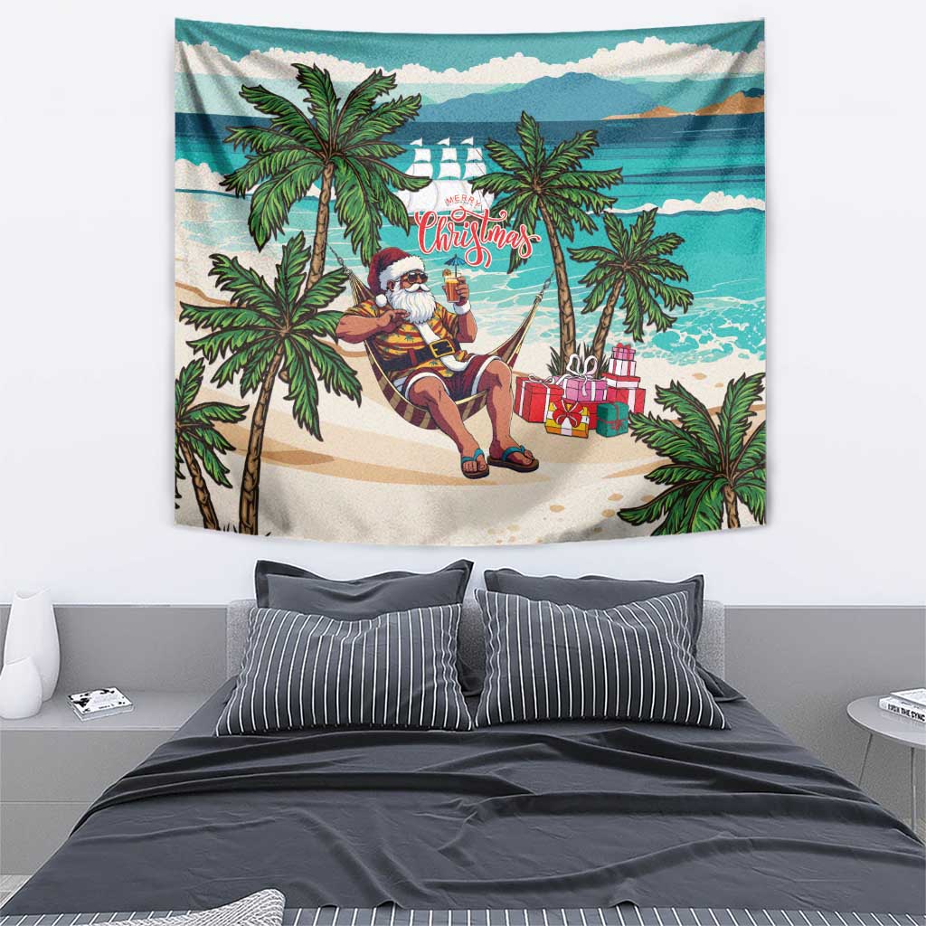 Liberia Christmas Tapestry Santa Chill on Tropical Beach - Wonder Print Shop