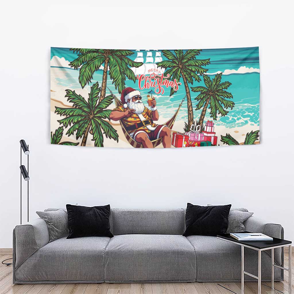 Liberia Christmas Tapestry Santa Chill on Tropical Beach - Wonder Print Shop