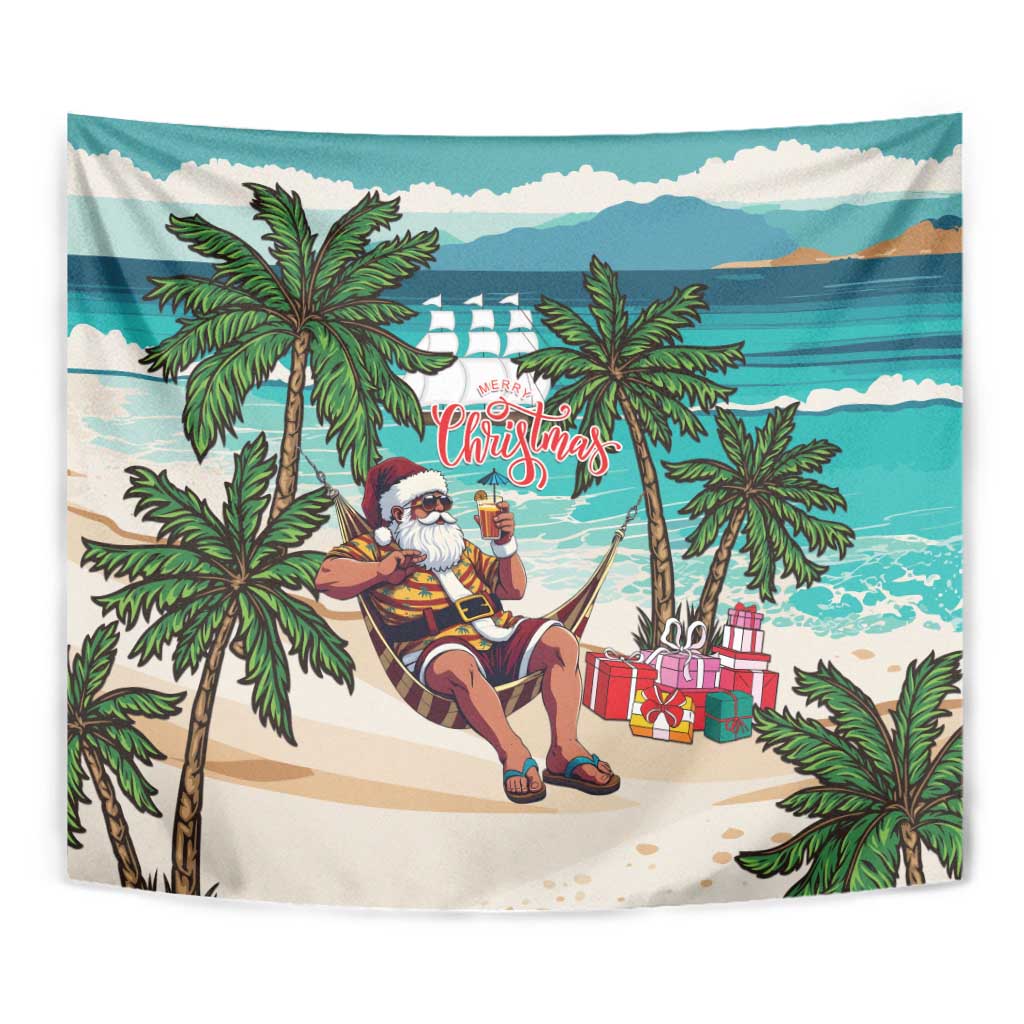 Liberia Christmas Tapestry Santa Chill on Tropical Beach - Wonder Print Shop