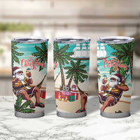 Liberia Christmas Tumbler Cup Santa Chill on Tropical Beach - Wonder Print Shop