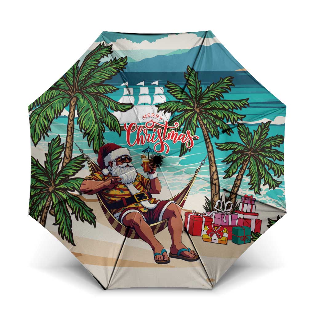 Liberia Christmas Umbrella Santa Chill on Tropical Beach - Wonder Print Shop