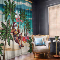 Liberia Christmas Window Curtain Santa Chill on Tropical Beach - Wonder Print Shop
