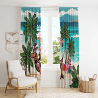 Liberia Christmas Window Curtain Santa Chill on Tropical Beach - Wonder Print Shop