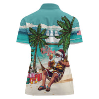 Liberia Christmas Women Polo Shirt Santa Chill on Tropical Beach - Wonder Print Shop