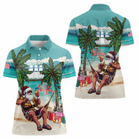 Liberia Christmas Women Polo Shirt Santa Chill on Tropical Beach - Wonder Print Shop