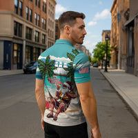 Liberia Christmas Zipper Polo Shirt Santa Chill on Tropical Beach - Wonder Print Shop