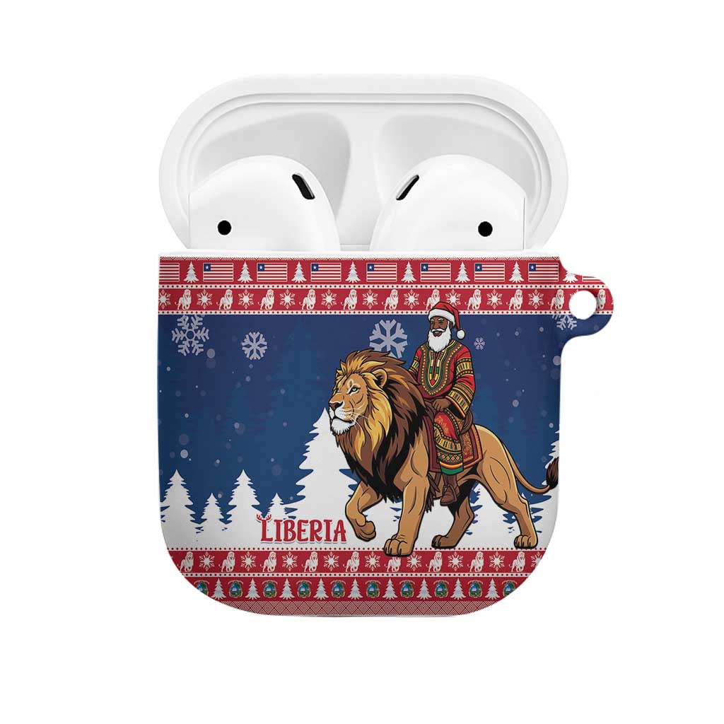 Liberia Christmas AirPods Case Black Santa Riding Lion - Merry Christmas - Wonder Print Shop