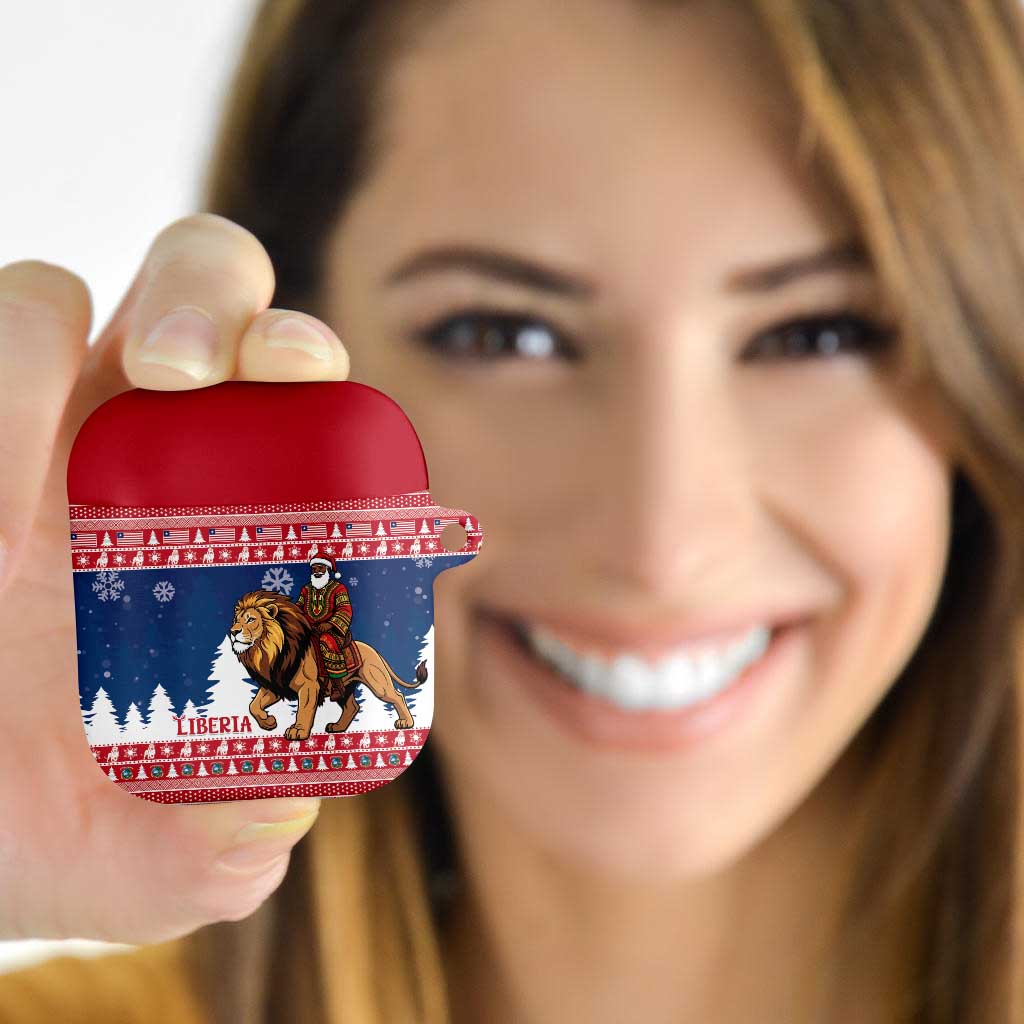Liberia Christmas AirPods Case Black Santa Riding Lion - Merry Christmas - Wonder Print Shop