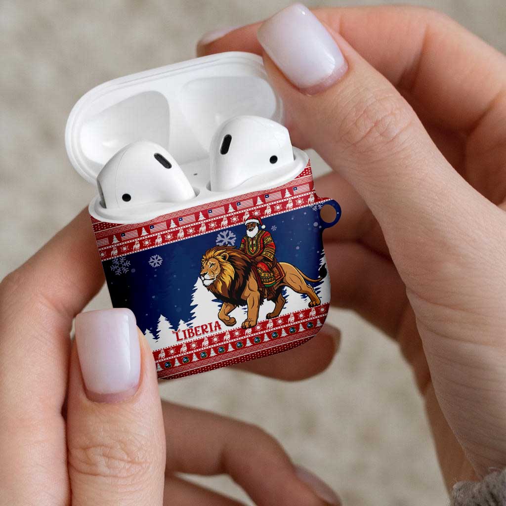 Liberia Christmas AirPods Case Black Santa Riding Lion - Merry Christmas - Wonder Print Shop