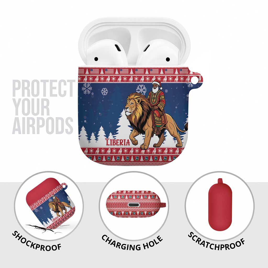 Liberia Christmas AirPods Case Black Santa Riding Lion - Merry Christmas - Wonder Print Shop