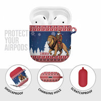 Liberia Christmas AirPods Case Black Santa Riding Lion - Merry Christmas - Wonder Print Shop