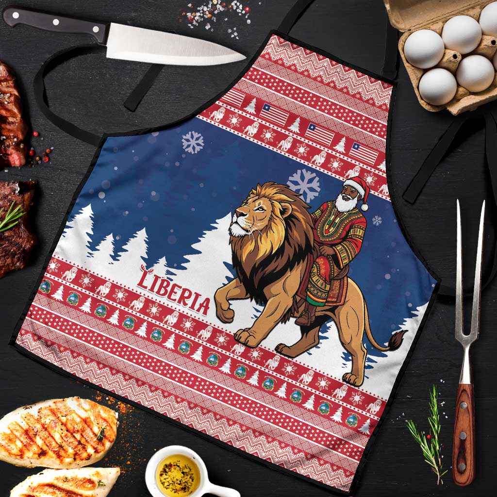 Liberia Christmas Apron Black Santa Riding Lion - Merry Christmas - Wonder Print Shop
